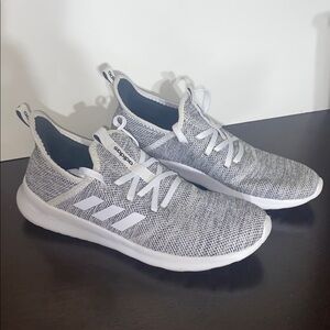 Adidas Cloudfoam gray & white womens running shoes 8.5